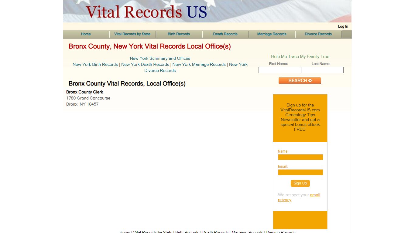 Bronx County, New York Vital Records Local Office(s)